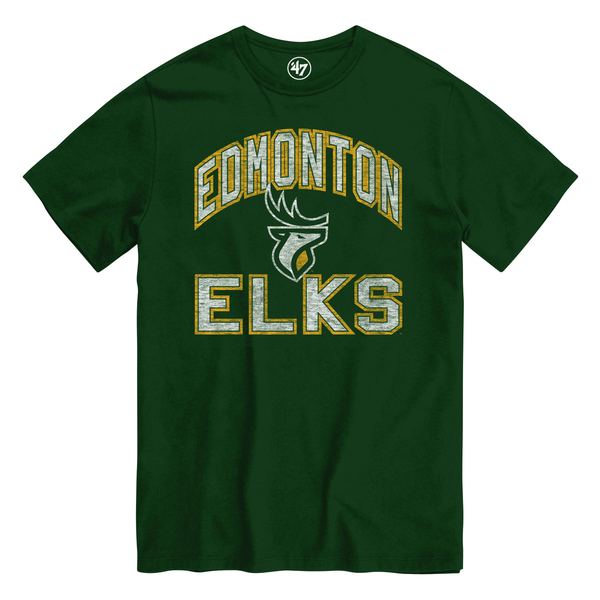 Edmonton Elks CFL 47 Brand Men Green Play Action Franklin T-Shirt product image 1, provided for visual reference and product