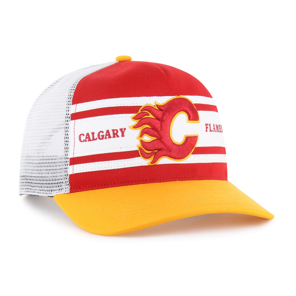 Calgary Flames NHL 47 Brand Men Red/Yellow Super Stripe Hitch Adjustable Hat product image 3, provided for visual reference