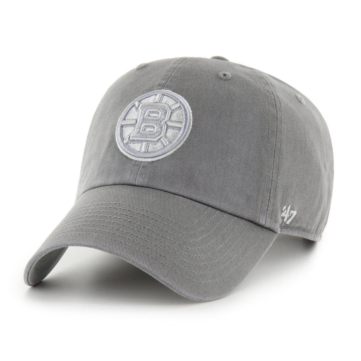 Boston Bruins NHL 47 Brand Men Grey Cement Ballpark Clean Up Adjustable Hat product image 1, provided for visual reference