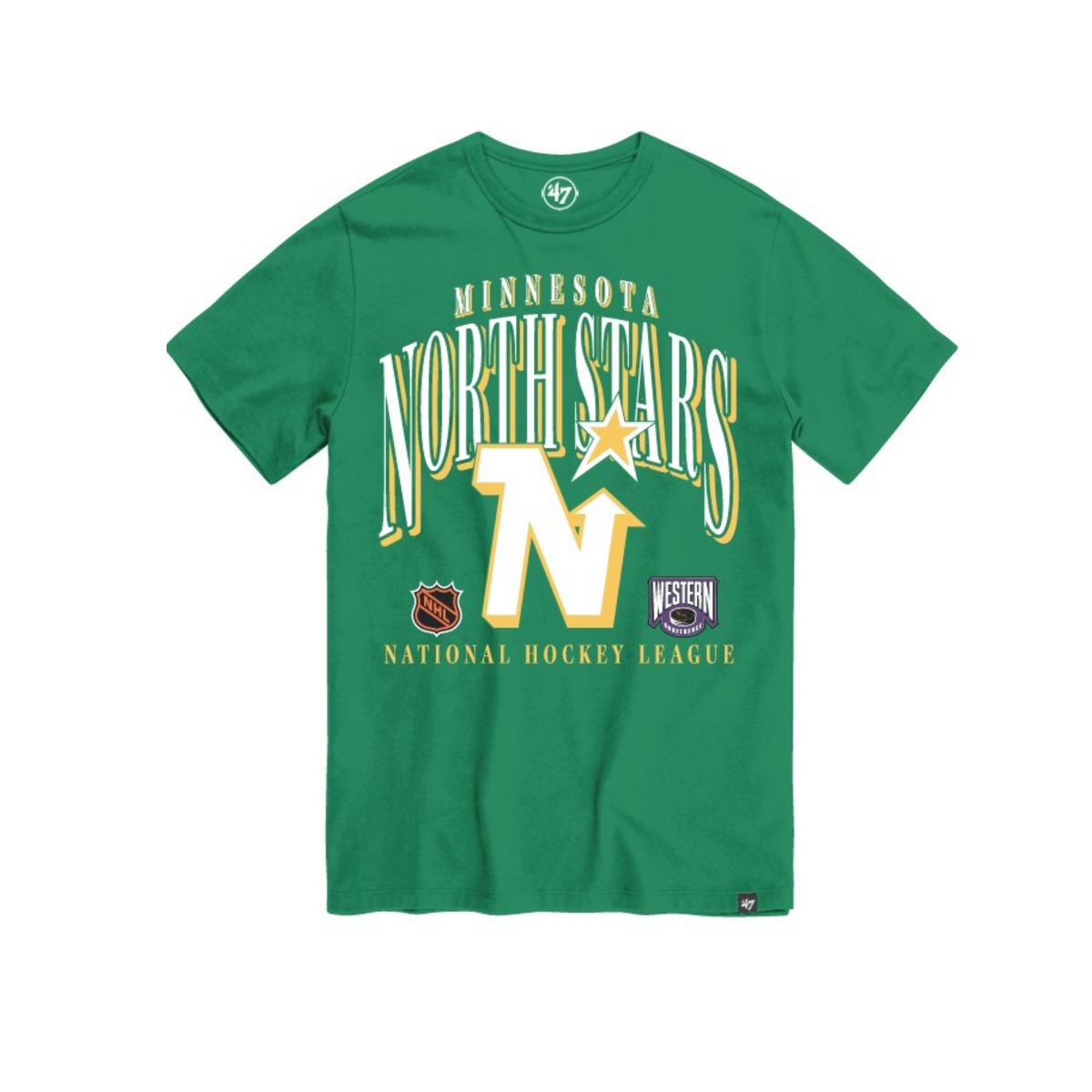Minnesota North Stars NHL 47 Brand Men Green Vintage Crease T-Shirt product image 2, provided for visual reference and