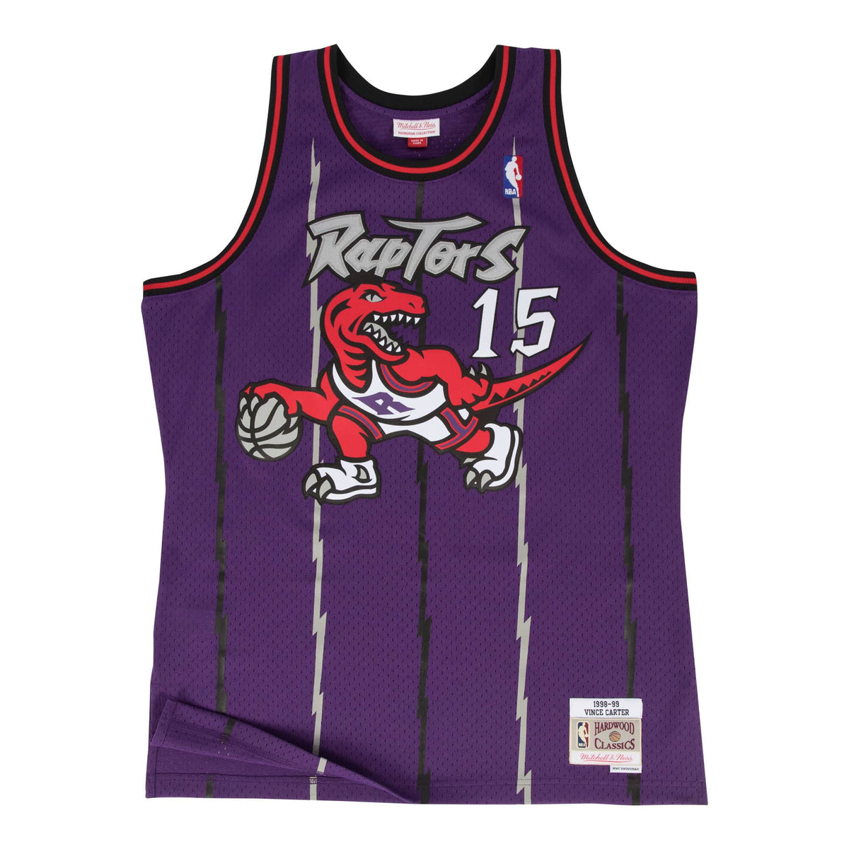 Vince Carter Toronto Raptors NBA Mitchell & Ness Youth Purple 1998-99 Hardwood Classics Swingman Jersey product image 1,